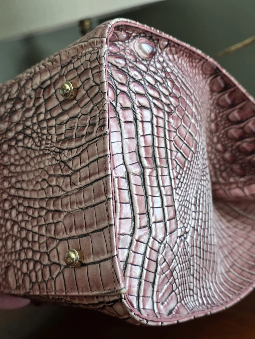 Brahmin Caroline Satchel Dusty Rose Metallic